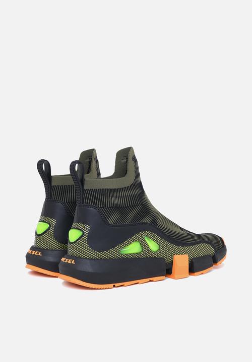 Diesel  - H-padola mid trek sneakers - black / green olive