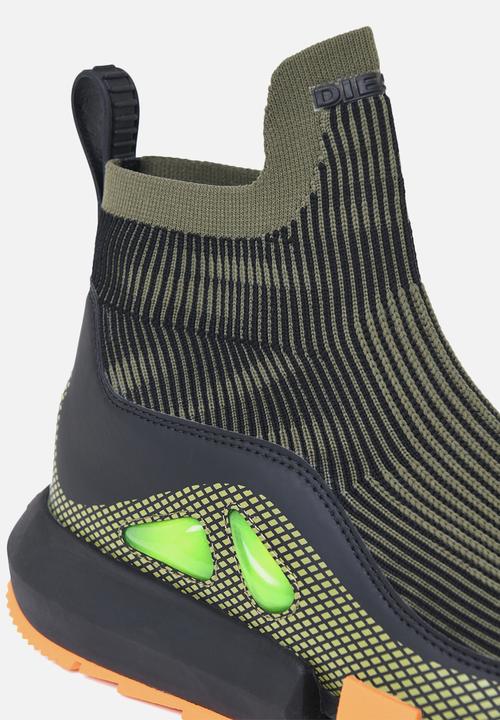 Diesel  - H-padola mid trek sneakers - black / green olive