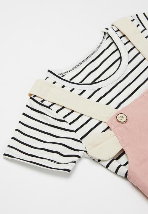 Pop Candy - Girls tee & dungaree set - multi