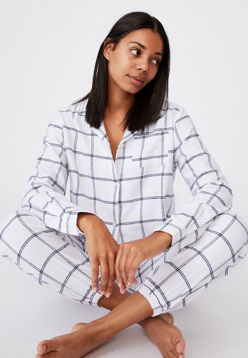 Cotton On - Flannel sleep shirt  - oversized check white