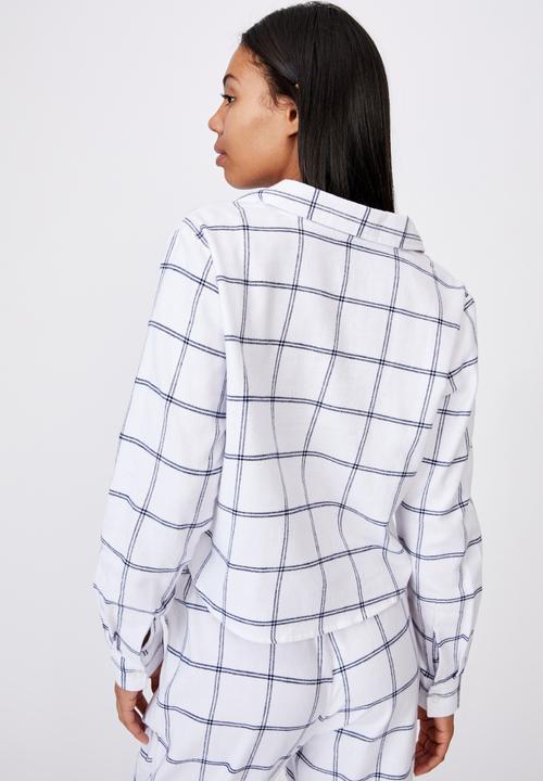 Cotton On - Flannel sleep shirt  - oversized check white