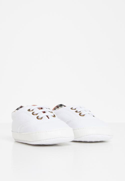 Pop Candy - Boys check detail sneaker - white