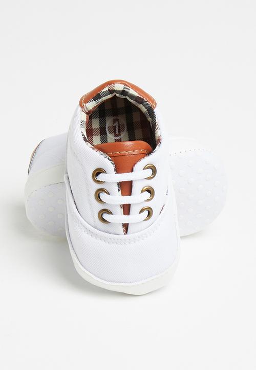 Pop Candy - Boys check detail sneaker - white