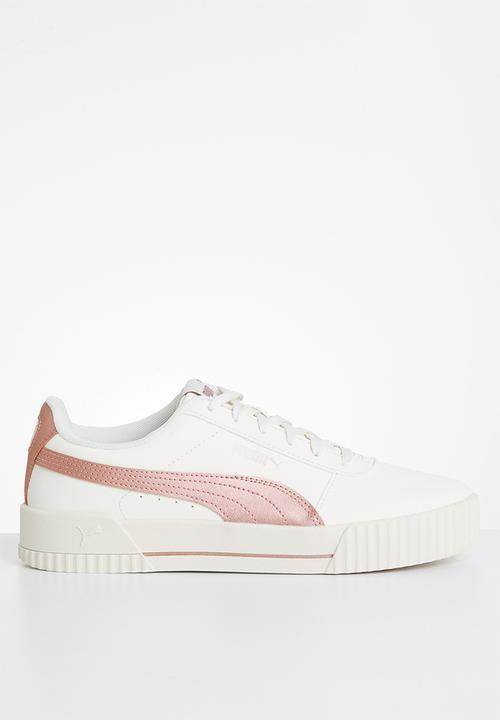 white and rose gold pumas