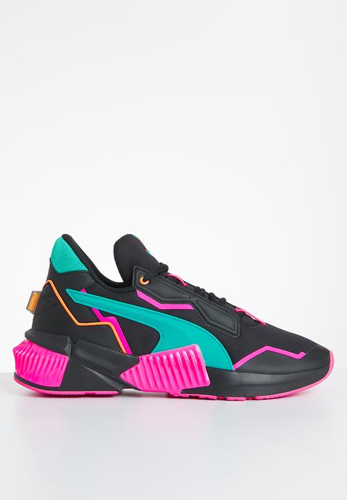 black pink and green pumas