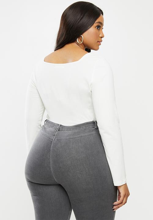 Glamorous - Curve villa bodysuit - black & white