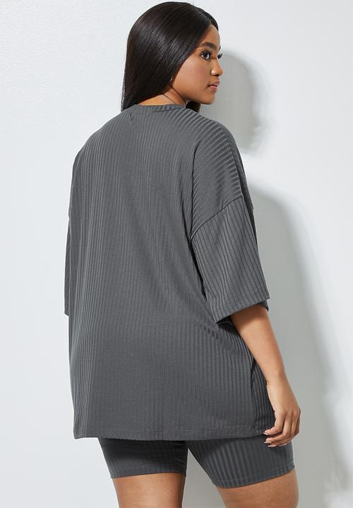 Superbalist - Ribbed boxy tee - charcoal
