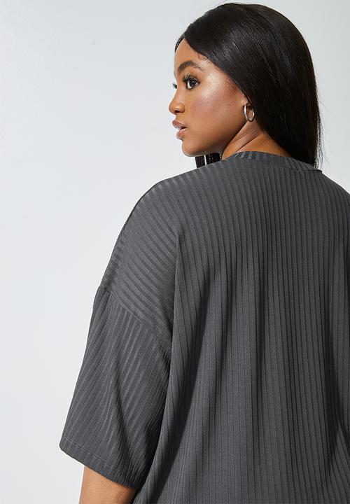 Superbalist - Ribbed boxy tee - charcoal