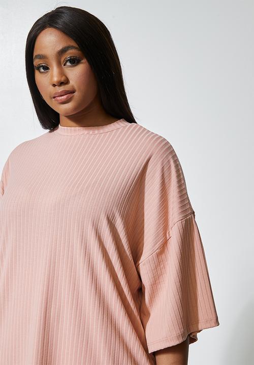 Superbalist - Ribbed boxy tee - blush