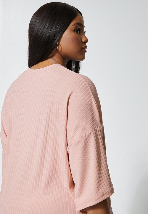 Superbalist - Ribbed boxy tee - blush