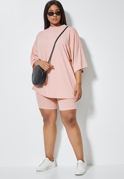 Superbalist - Ribbed boxy tee - blush