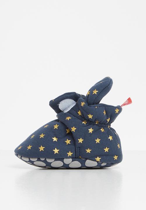 Pop Candy - Star print booties - navy & gold 