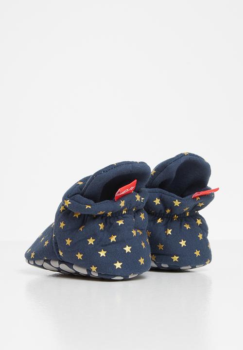 Pop Candy - Star print booties - navy & gold 