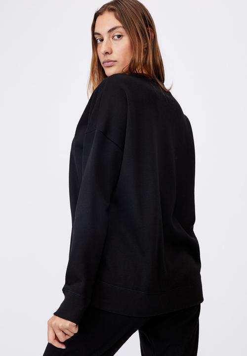 Cotton On - Lifestyle long sleeve crew top - black