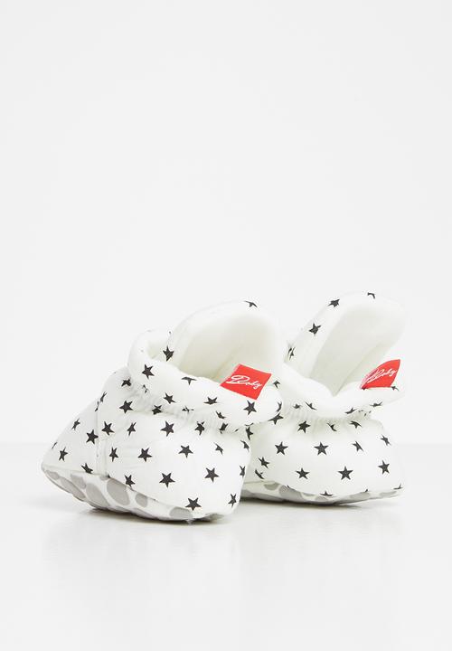 Pop Candy - Star print booties - white & black 