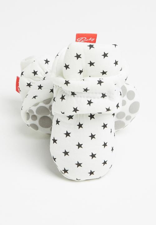Pop Candy - Star print booties - white & black 
