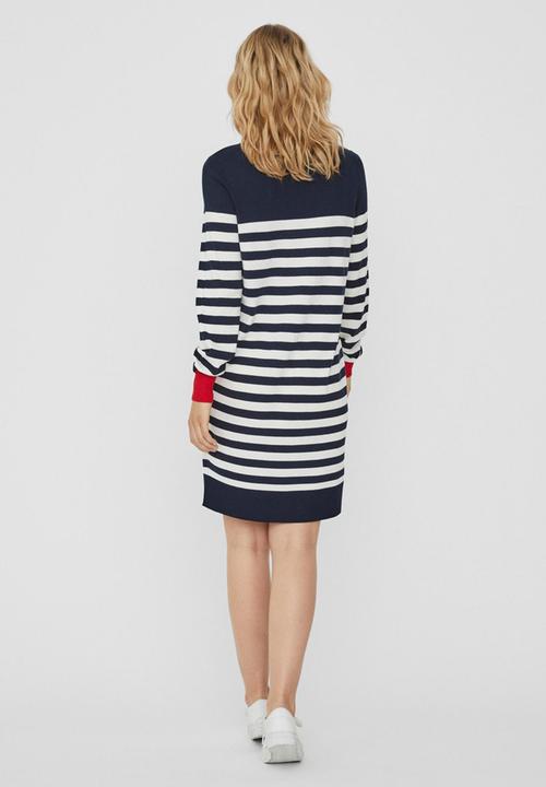 Vero Moda - Lacole long sleeve stripe balloon dress - navy
