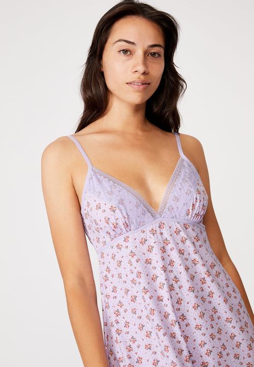 Cotton On - Slinky nightie - spotty bud chalky lavender