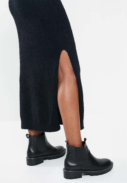 Missguided - Fluffy slouchy side split jumper dress - black 