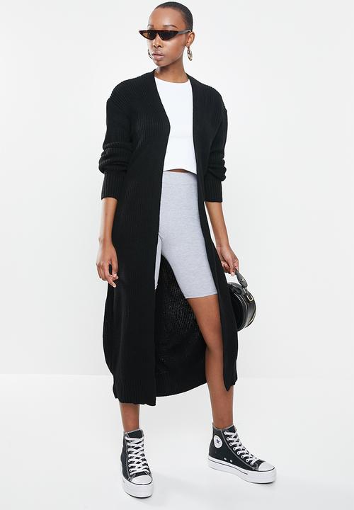 Missguided - Belted maxi cardigan - black