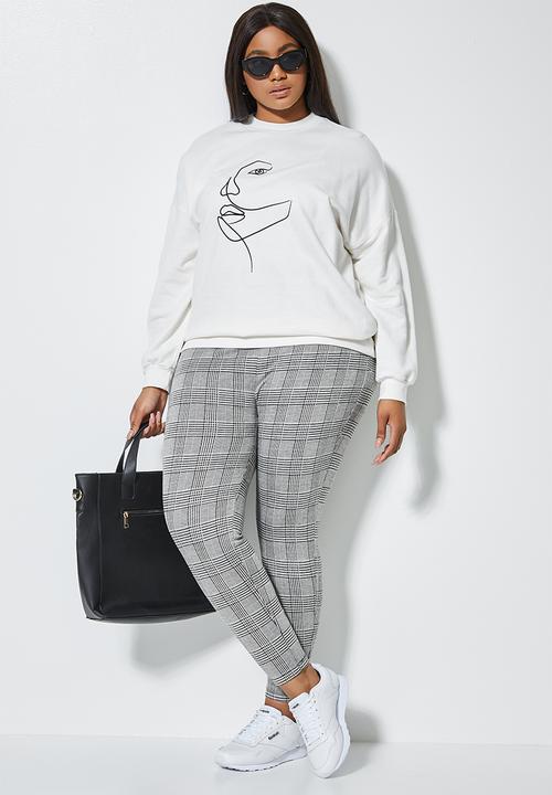 Superbalist - Check tregging - white & black 