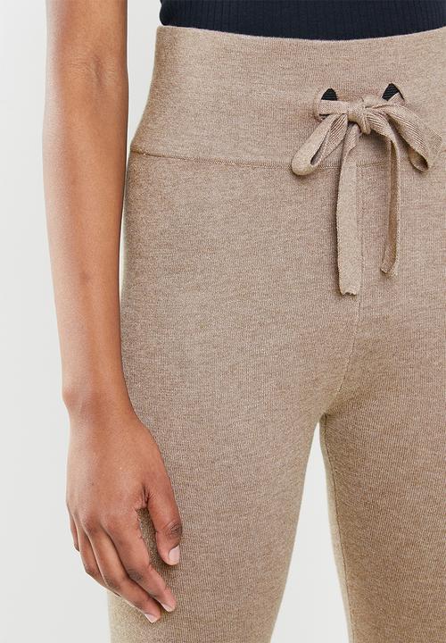 Missguided - High waisted tie front jogger - taupe