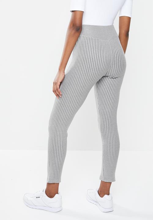 Missguided - 2 Tone ribbed split front leggings - grey