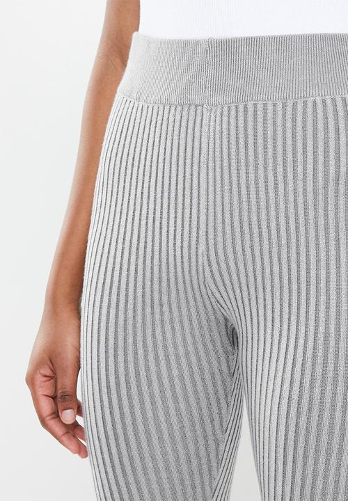 Missguided - 2 Tone ribbed split front leggings - grey