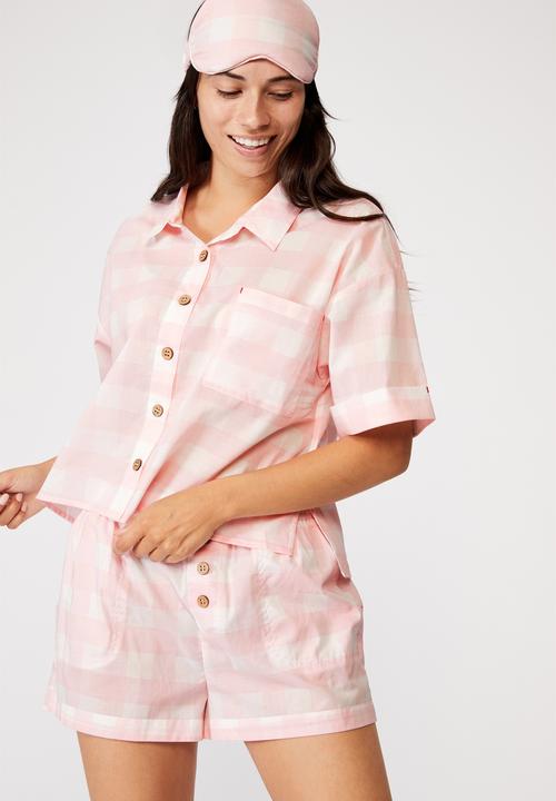 Cotton On - Washed woven sleep set - gingham check