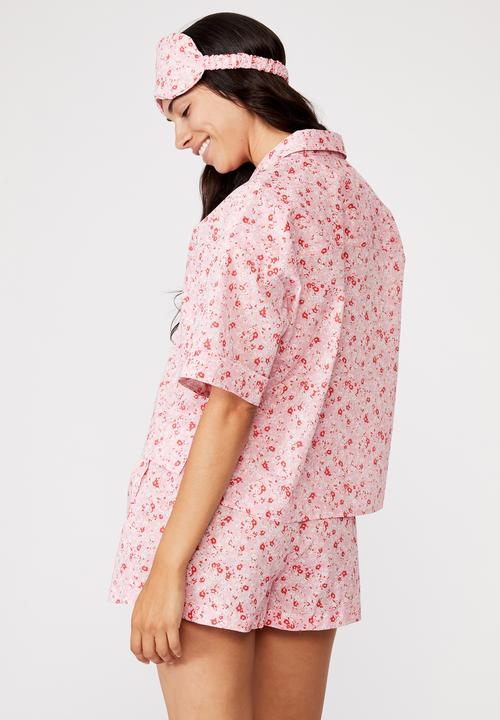 Cotton On - Washed woven sleep set - ditsy texture