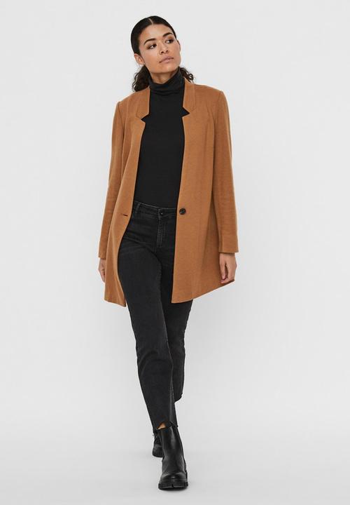 Vero Moda - Reva long sleeve long blazer - brown