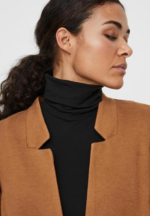 Vero Moda - Reva long sleeve long blazer - brown