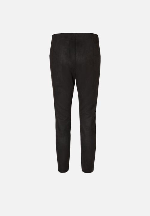Vero Moda - Cava zip narrow waist faux suede legging - black