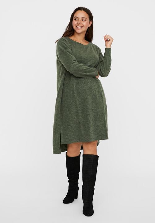 Vero Moda - Curve amaimarco long sleeve o-neck dress - black forest