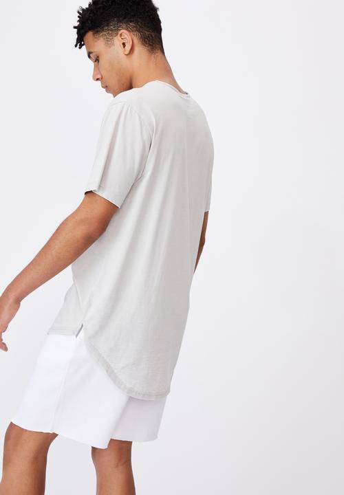 Factorie - Longline curved washed t shirt - microchip grey