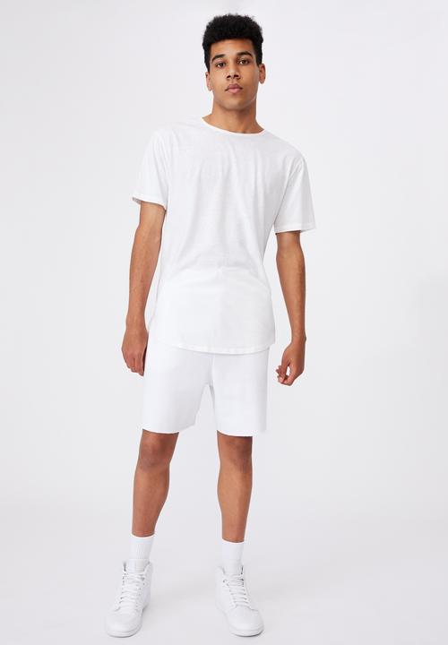 Factorie - Longline curved washed t shirt - white