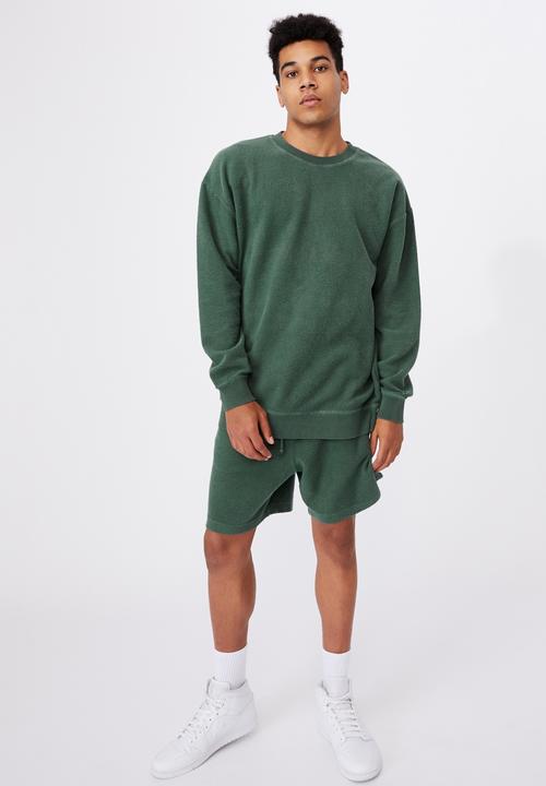 Factorie - Reverse fleece crew - washed pine teal