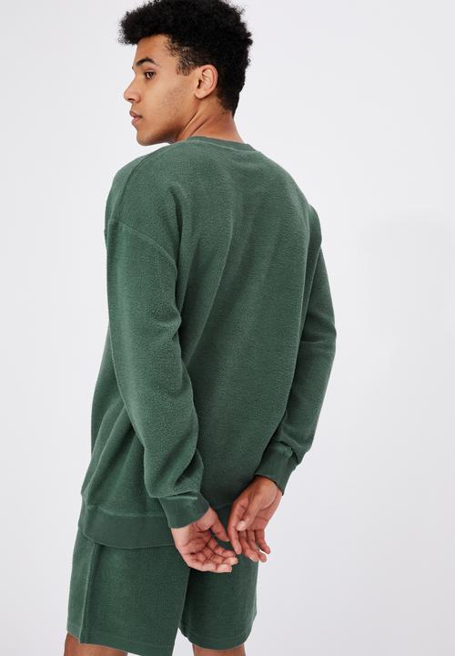Factorie - Reverse fleece crew - washed pine teal