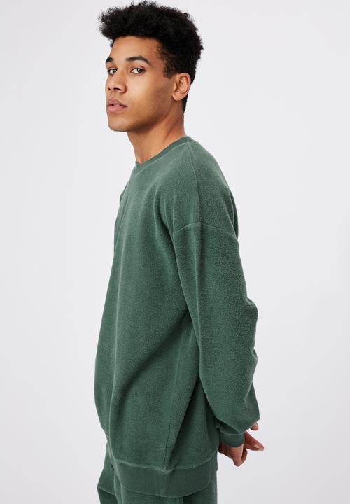 Factorie - Reverse fleece crew - washed pine teal