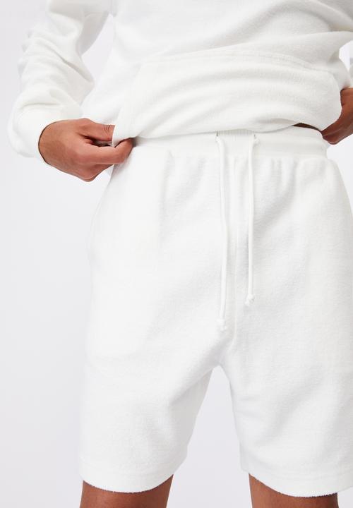 Factorie - Reverse fleece track short - white