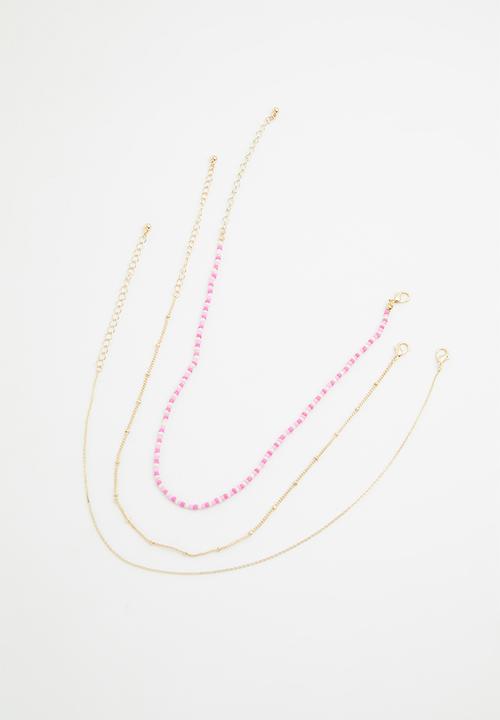 Rubi - Holiday beaded 3 pack necklace set - lilac & gold 