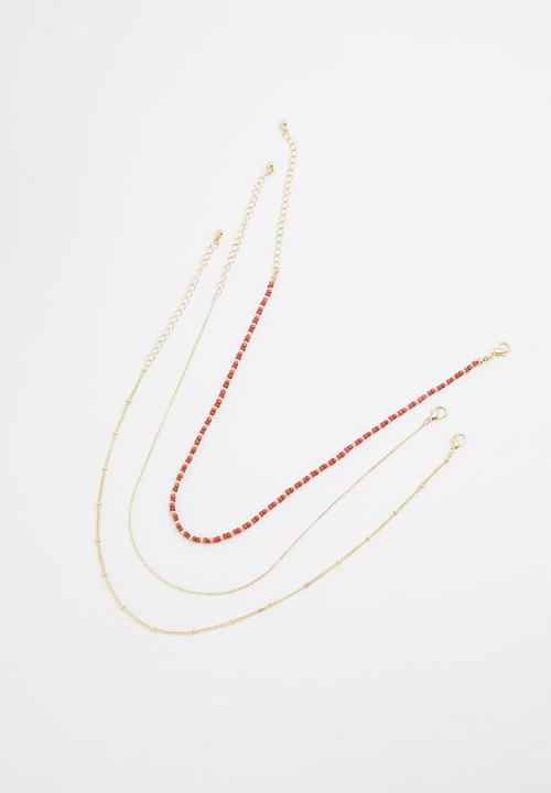 Rubi - Holiday beaded 3pk necklace set - terracotta
