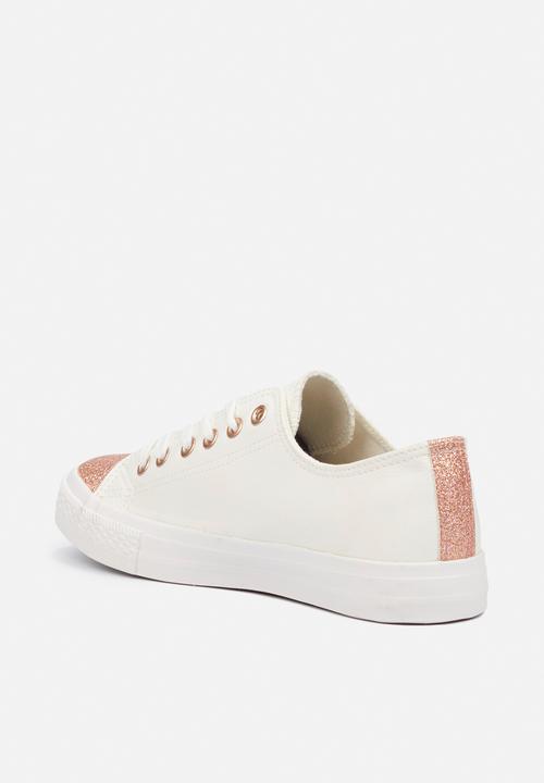 Miss Black - Baker 9 sneaker - rose gold & white 