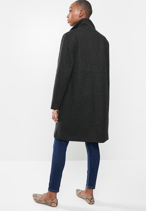 edit - Textured structured melton coat - black 