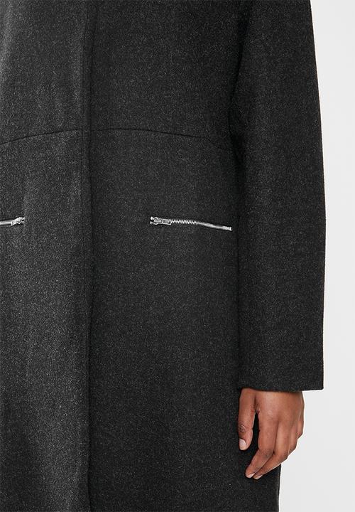 edit - Textured structured melton coat - black 