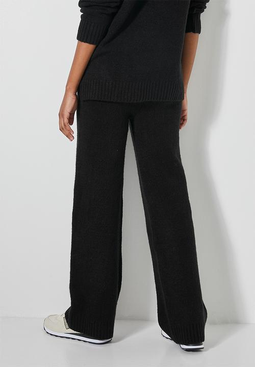 Superbalist - Wide leg knitwear pants - black