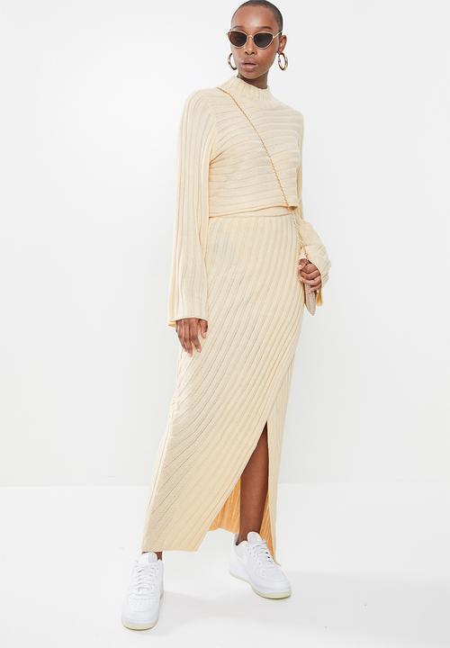 Missguided - Asymmetric roll neck jumper co ord - stone
