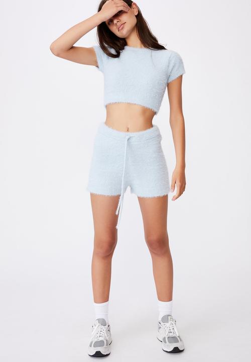 Factorie - Fluffy knit short - skyway blue