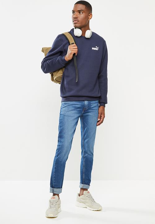 PUMA - Ess logo crew sweat fl - peacoat