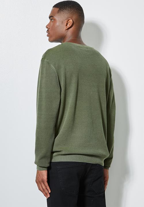 Superbalist - Pique crew neck knit - khaki green